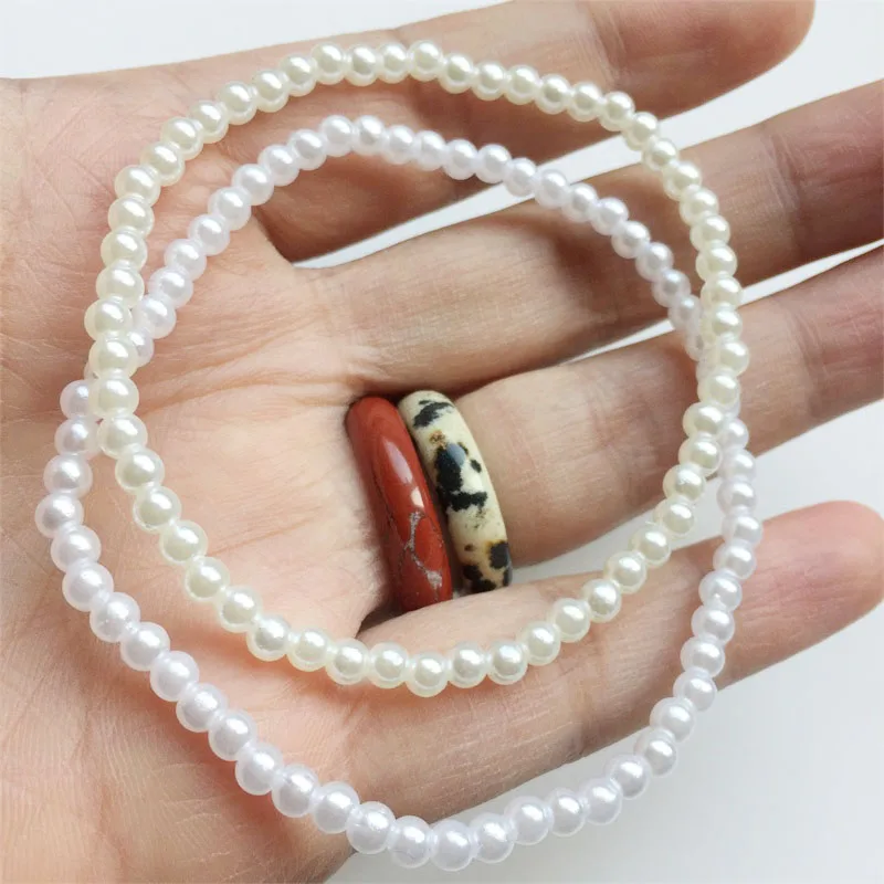 White Beige Ivory 1Pc Hand Row Pearls Bracelet For Men Women Fashion Jewelry Wedding Party Gift