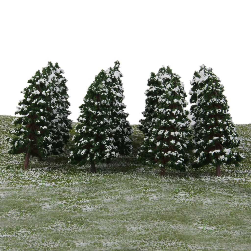 20 Pine Trees Winter White Snow Model Train Railroad Scenery Landscape 8cm