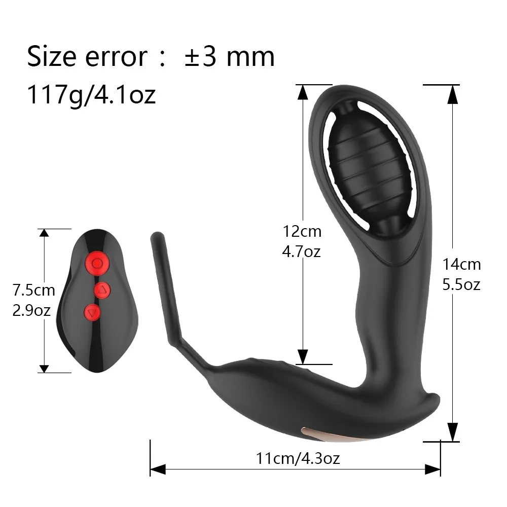 Remote Prostate Massager Anal Vibrator Toys Dildo Male Messager with Ring for Men A Powerful Motor with a Hollow Design