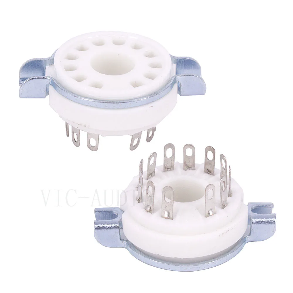 10PCS Ceramic 12Pins Valve Tube Socket GZC12-F For 9MN8 8AC9 50CA10 Vacuum Tube Amplifier Vintage Audio DIY For Chassis Mount