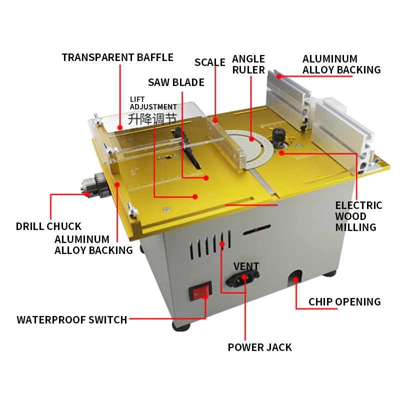 Multifunctional Table Saw Machine Mini DIY Woodworking Jade Cutting Machine Mini Precision Table Saw Cutting Machine 12-24V