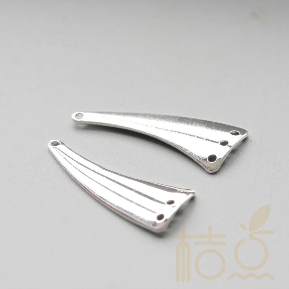 DIY Supply-Solid Brass Curved Earring Findings with 4 Holes - 33x13mm (3890C)
