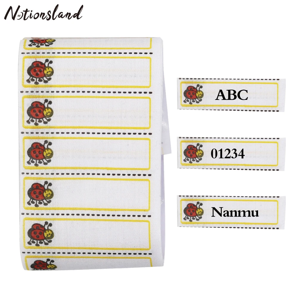 100/200pcs White Washable Iron on Name Labels Bee Pattern Labels Fabric Tags Marker Set for Clothes Accessories