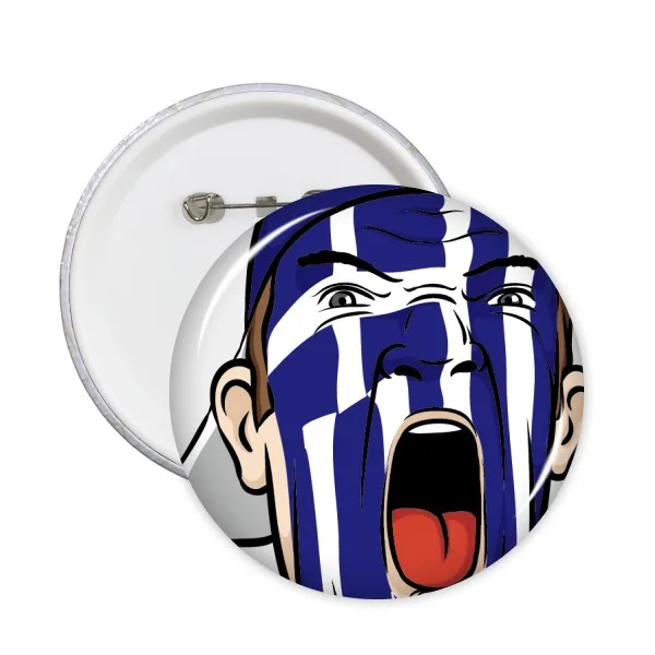 Greece National Flag Facial Painting Makeup Mask Screaming Cap Round Pins Badge Button Clothing Decoration Gift 5pcs