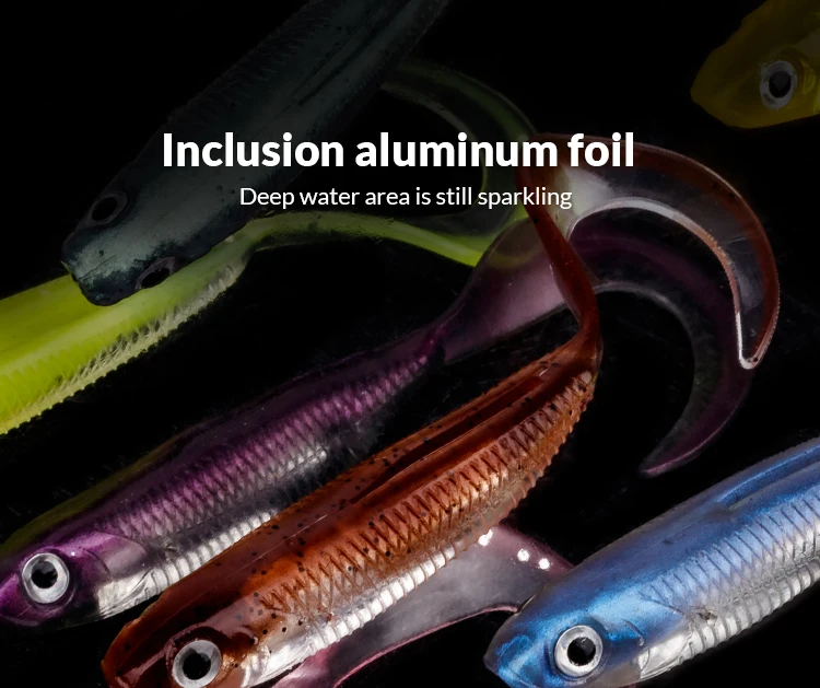 5pcs/6pcs Silicone Soft Lures 80mm 100mm Artificial Fishing Soft Lures Grub Tail Shad Swimbait Rubber Fishing Baits For Bass
