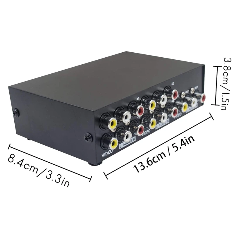 4 Port AV Switch RCA Switcher 4 in 1 Out Composite Video L/R Audio Selector Box for DVD STB Game Consoles