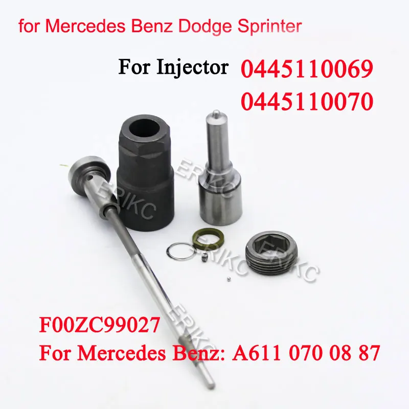 

0445110070 0445110069 6110700887 Injector Repair Kit F00ZC99027 DSLA154P1034 Valve F00VC01001 for Mercedes Benz 0986435158