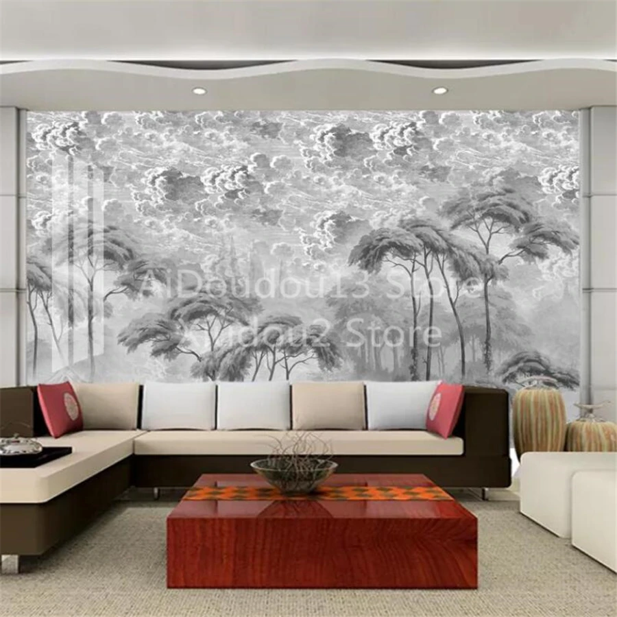 Milofi custom 3D wallpaper mural hand-painted forest banana leaf tropical rainforest plant classical living room decoration pain