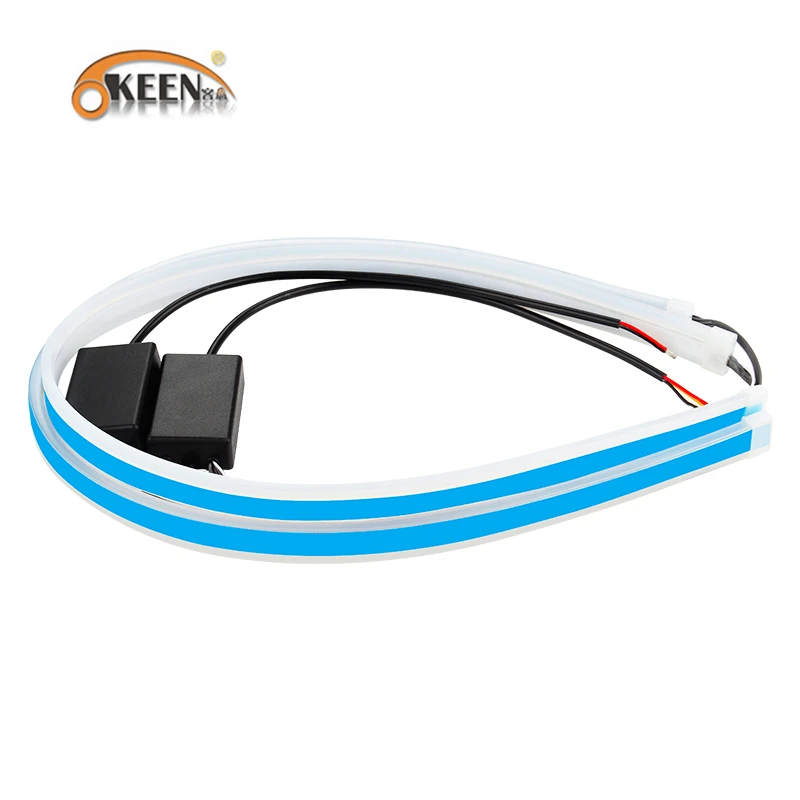 OKEEN 2x Xe SUV LED Switchback 60Cm Đèn Pha Tuần Tự Đèn LED DRL Sọc Trắng Xanh Dương Vàng LED Tín Hiệu cho Xe Tải ATV