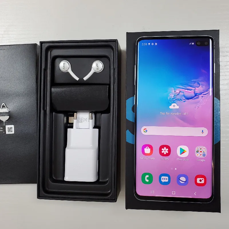 هاتف Samsung Galaxy S10+ G975U1 S10 Plus بشاشة 6.4 بوصة OLED RAM 8GB ROM 128GB/512GB/1TB Snapdragon NFC هاتف محمول أصلي غير مقفول 4G LTE
