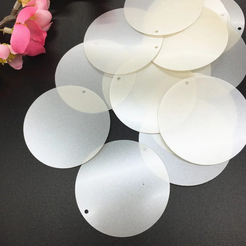 50g 50mm Flat Large Round Sequins For Crafts Sewing Accessories With 1 Side Hole Dull Matte Beige