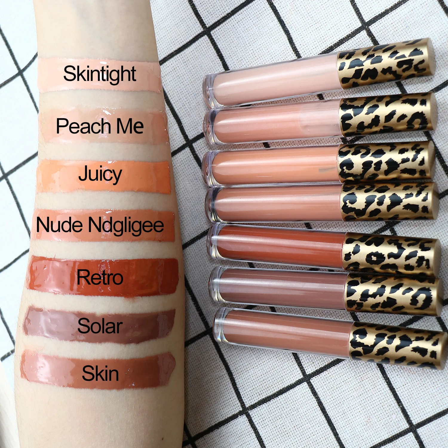 

50PCS Private Label Lip Gloss Glitter Lipstick Waterproof Vegan Luminous Lipgloss Nude Clear No Logo Glossy Lip Makeup Wholesale