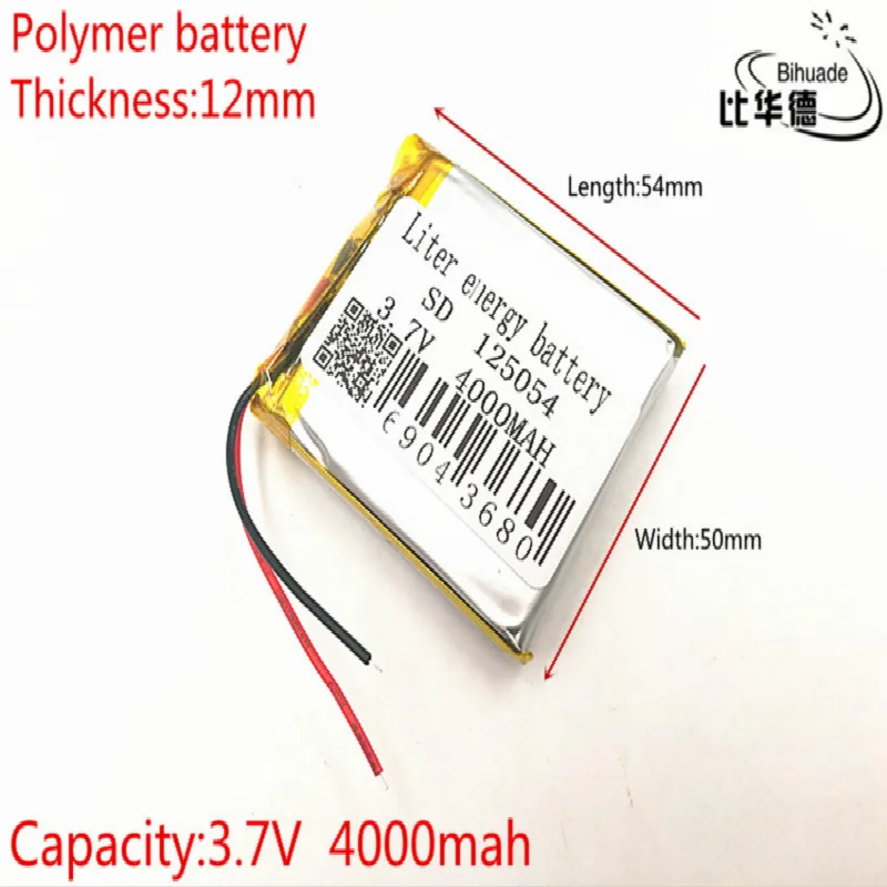 3.7V 4000mAh 125054 lithium polymer battery MP3 MP4 navigation instruments small toys