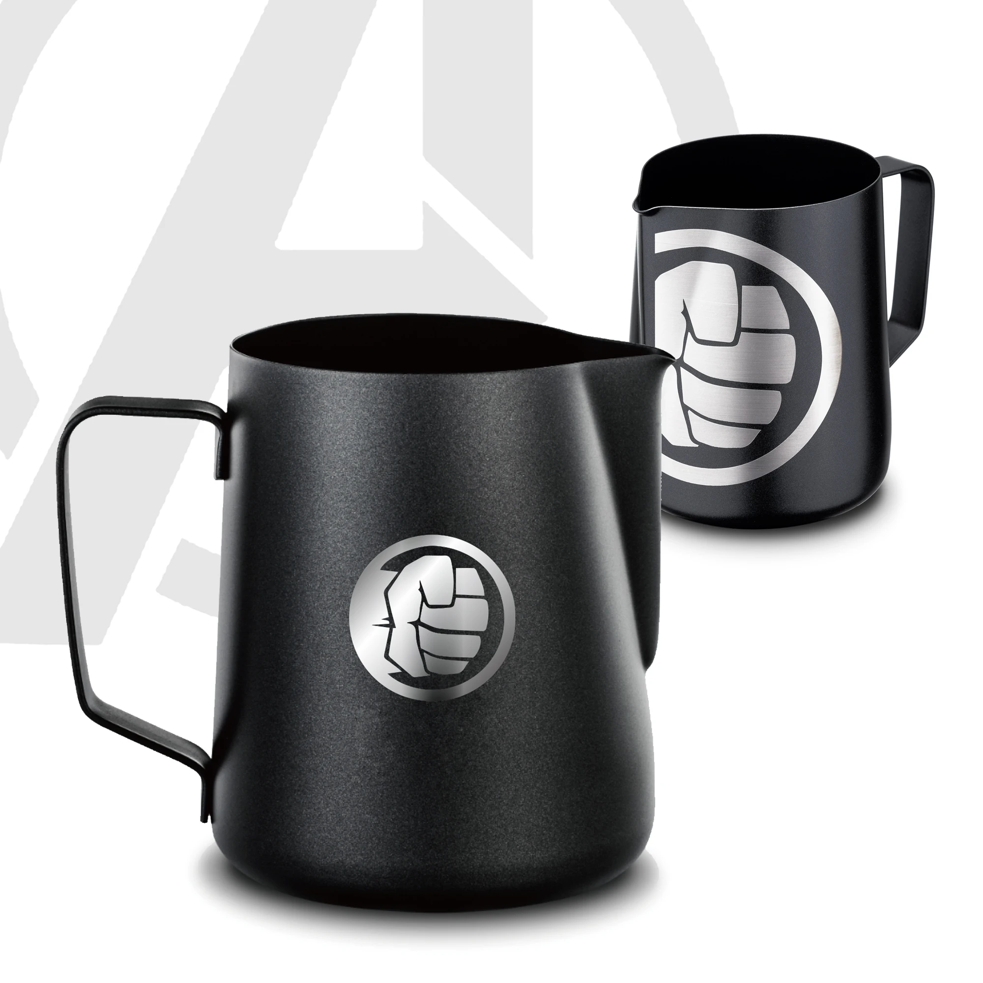 Stainless Steel Milk Frothing Pitcher, Coffee Creamer, Non-stick Coating, Black Pitcher, DIY Logo Jug