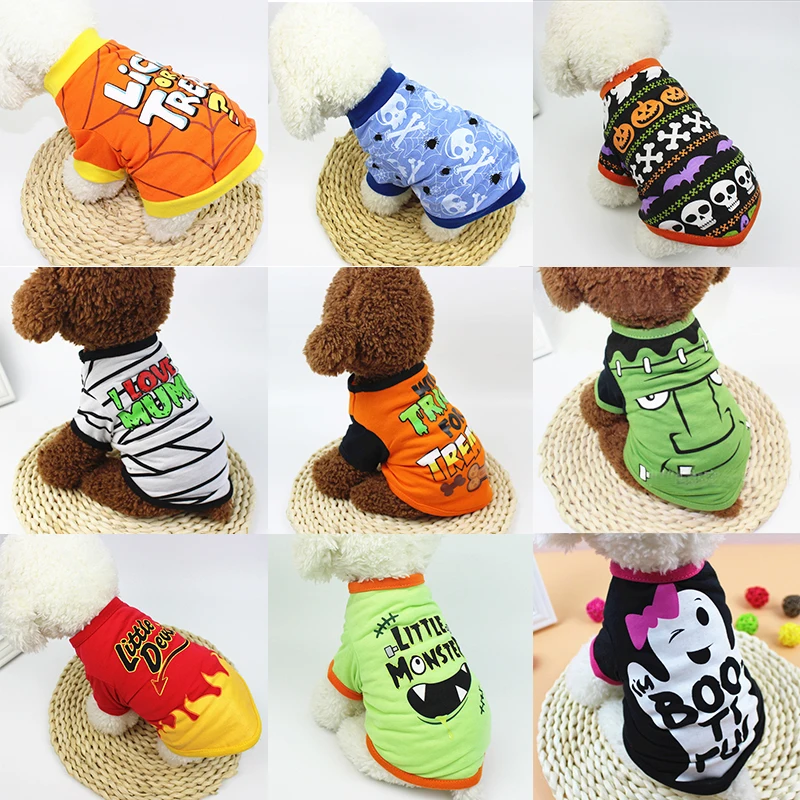 Halloween Pet Clothes Dog Vest Funny Cat Costumes For Small Dogs Shirt Grimace Pumpkin Cat Hoodies Puppy Party Dress Up Outfit