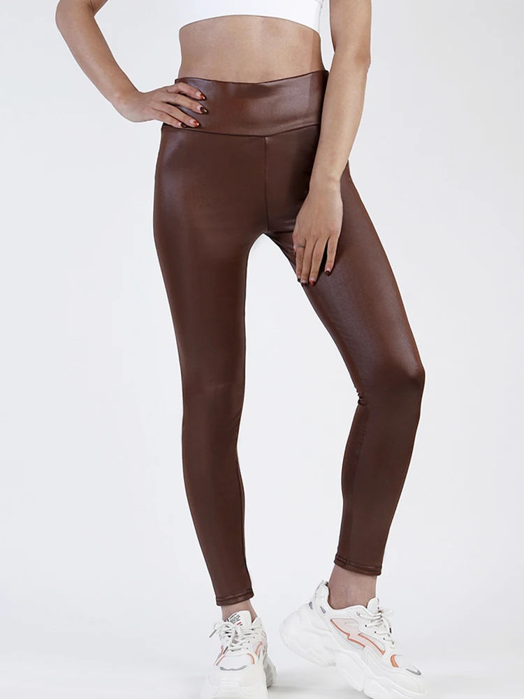 VIIANLES – Leggings en cuir PU taille haute pour femme, pantalon moulant, Push-Up élastique, Sexy