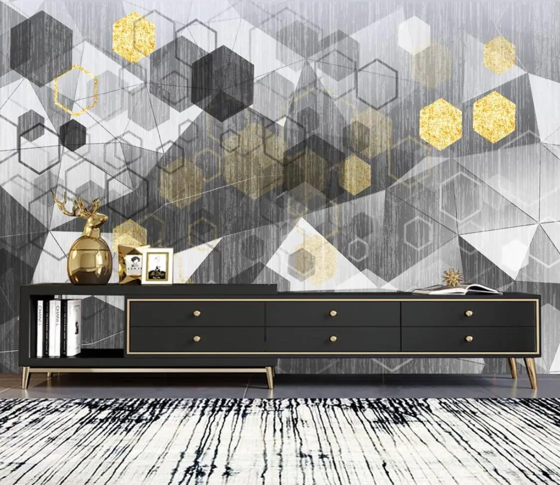 

Обои на заказ, абстрактные геометрические золотые обои для гостиной, украшения дома, фон, настенная художественная роспись, 3d обои