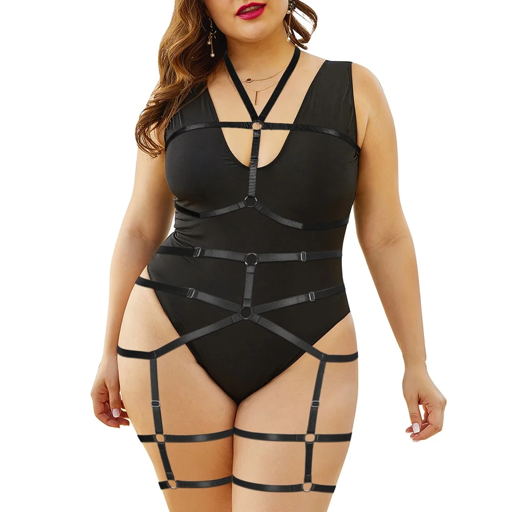 

Erotic Stockings Full Body Bondage Harness For Plump Women Fetish Halter Neck Plus Size Lingerie Goth Punk Cosplay Sexy Exotic