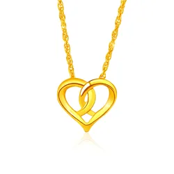 100% Real 18k Yellow Gold Pendants Necklace for Women Fine Jewelry for Wedding Wedding Romantic Heart 18k Gold Jewelry gifts