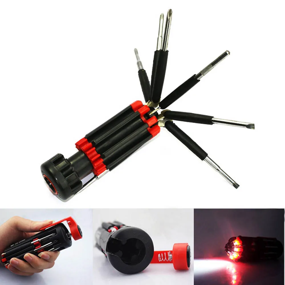 New Multifunction 8 In1 Screwdriver Craftsman Repair Tools Set Kit W/ LED Light Home Tool Accessories