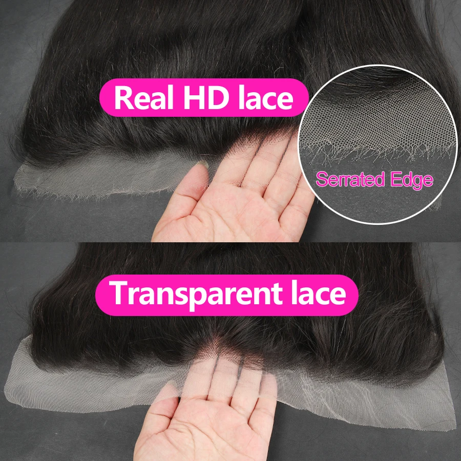 Wowangel 13x6 HD Lace Frontal mit Haarbündeln aus Echthaar, 5x5 HD Lace Closure, hautnahe brasilianische glatte Haarverlängerung für Frauen – Detail 11