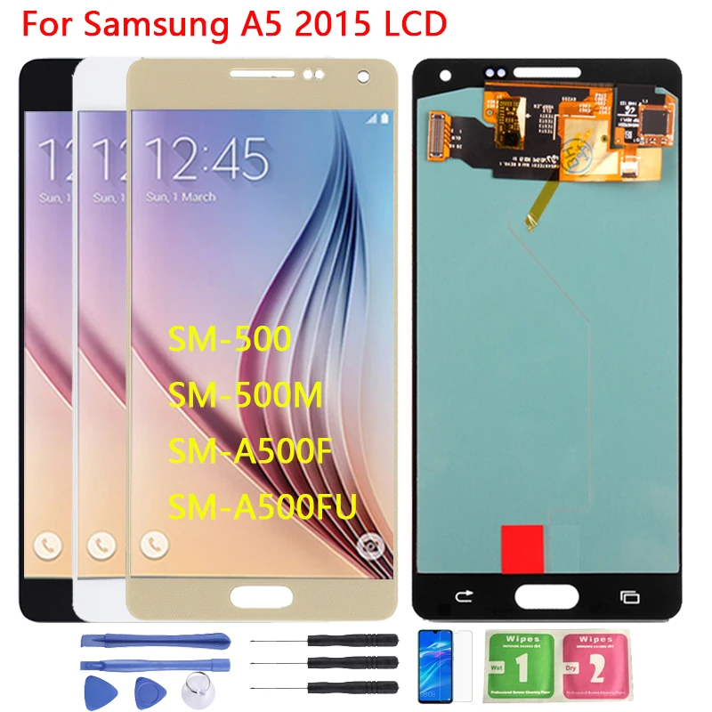 SUPER AMOLED A500M LCD For Samsung  A5 2015 A500 A500F A500M SM-A500F LCD Touch Screen Digitizer Assembly Replacement