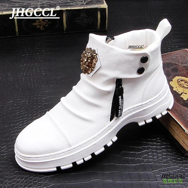 New luxury Men\'s High End Boots Anti-Wrinkle High Gang High Wedding Shoes High Punk Comfort Shoe A23