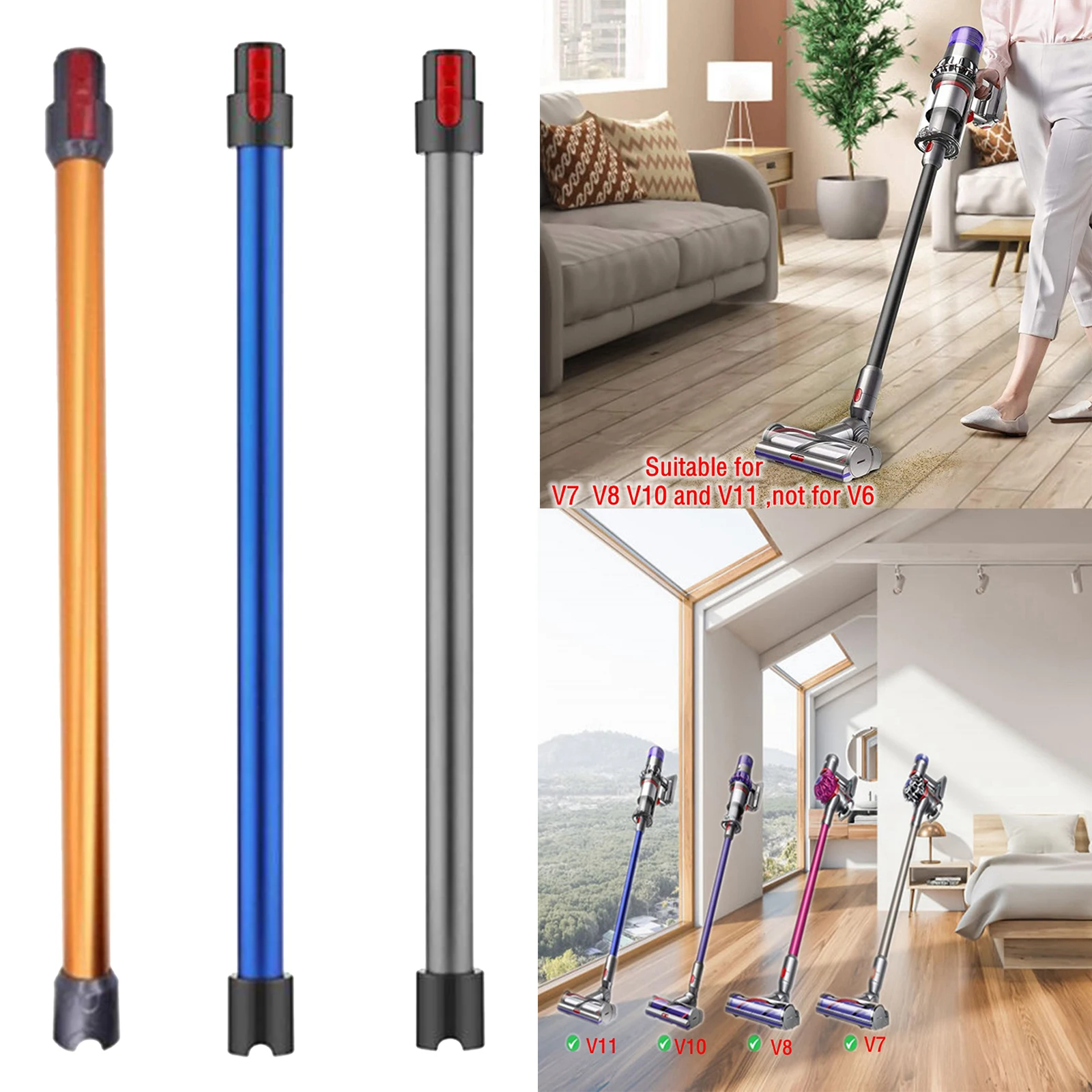 الإفراج السريع تمديد عصا متوافقة ل دايسون V7 ، V8 ، V10 ، V11 عصا لاسلكية فراغ أنبوب الملحقات ، فراغ أنبوب استبدال