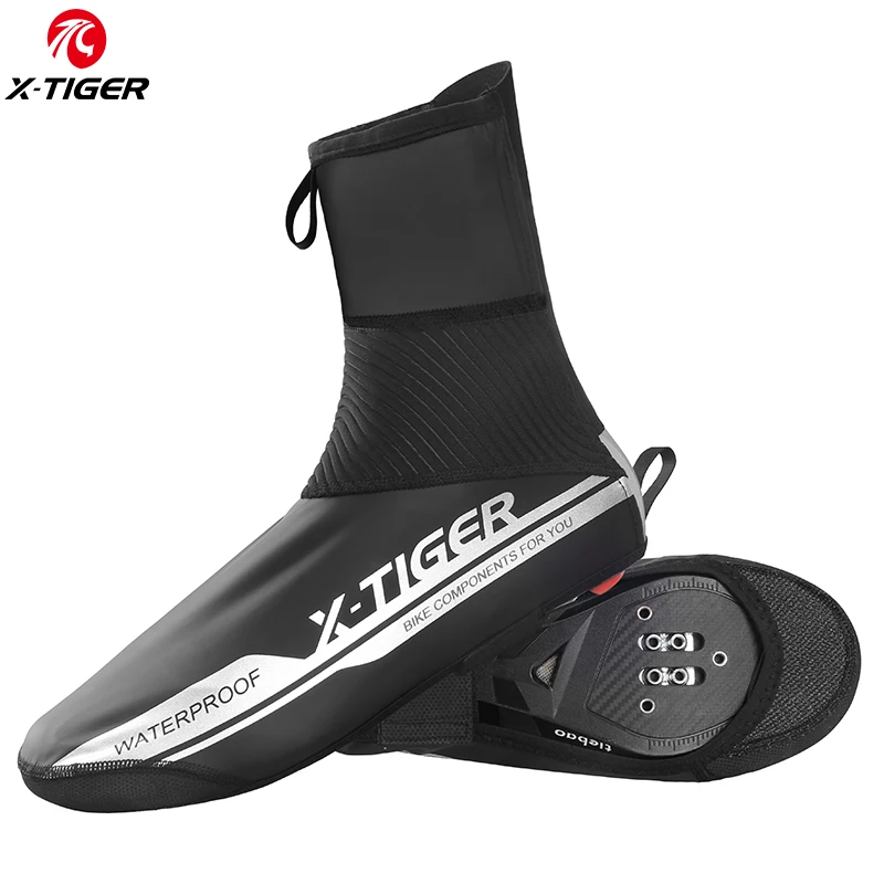 

X-TIGER Waterproof Reflective Cycling Shoe Cover Windproof Mountain Bicycle Shoe Covers Winter Bike Cycling Overshoes Covers