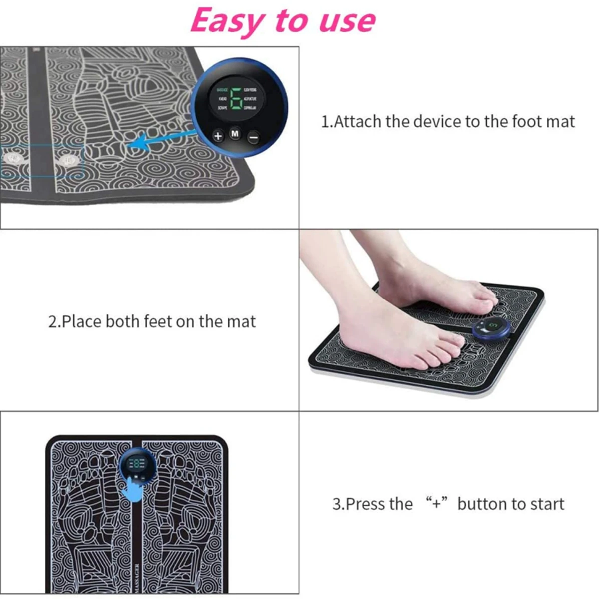 EMS Electric Foot Stimulation massager Pad Folding Portable mats Fully Automatic Circulation Massage Body Machine for Men&Women