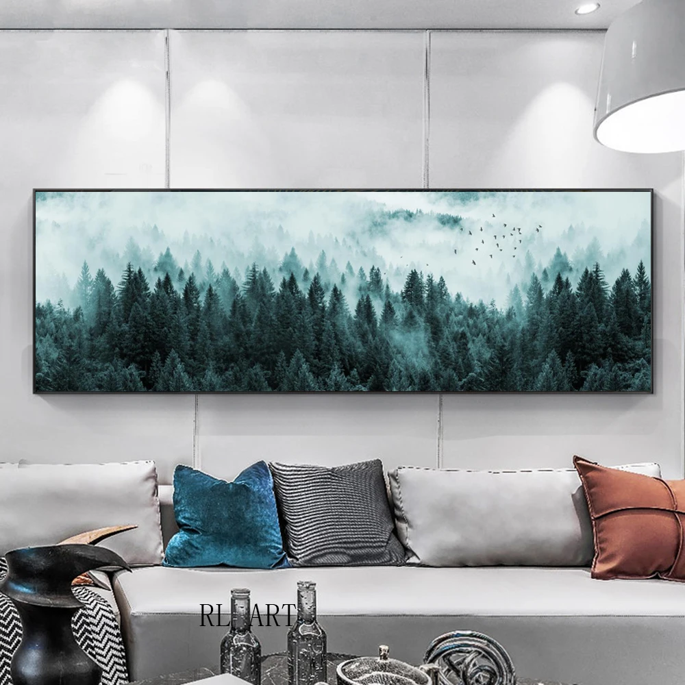 Modern Landscape Canvas Painting on the Wall Art Canvas Print, Primeval Forest Picture, Living Room Poster, Home Decoration