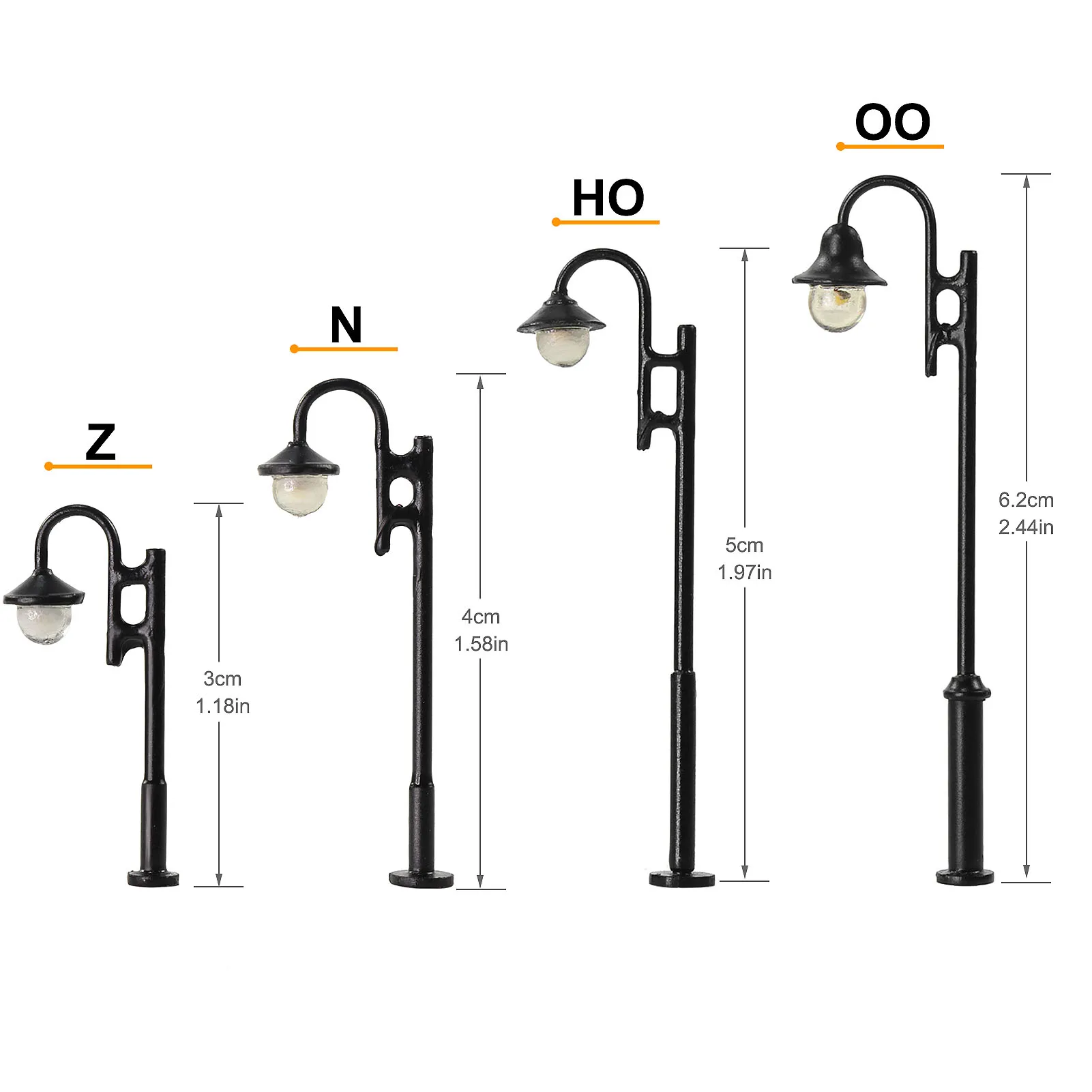 Evemodel-モデル鉄道街路灯、led Warmホワイトランプ、ooho n z scale、TPU29、10個