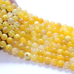 LS Natural Stone Beads Yellow Fire Agates Round Beads For Jewelry Making Wholesale Onyx DIY Necklace Bracelet Jewellery 6/8/10mm