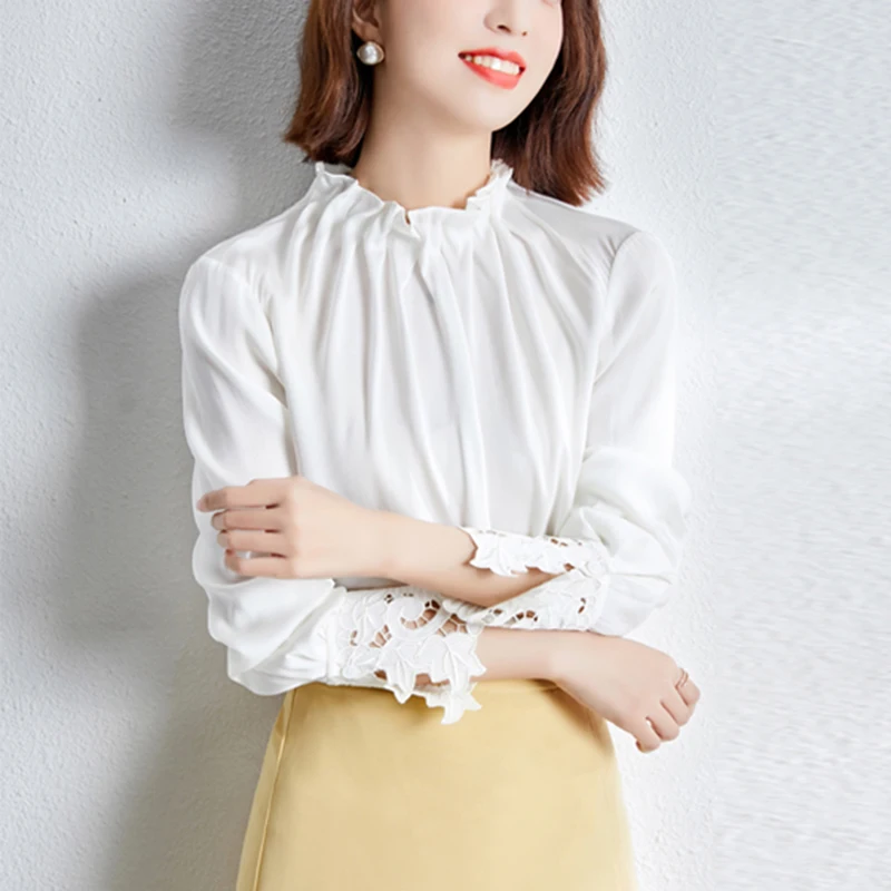 

Blusas Women Elegant White Chiffon Blouses Spring Autumn Long Sleeve Lady Shirt Loose Korean Fashion Tops Vetement Femme