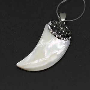 Dreieck Anhänger Kuhhornknochen, Diamant -Embrand -Reize, Horn -veranschlachte Anhänger, um Schmuck, DIY -Halskette, Größe 40x55mm, Mode herzustellen 12 Hauptverkäufe Buzios für Halsketten - №8