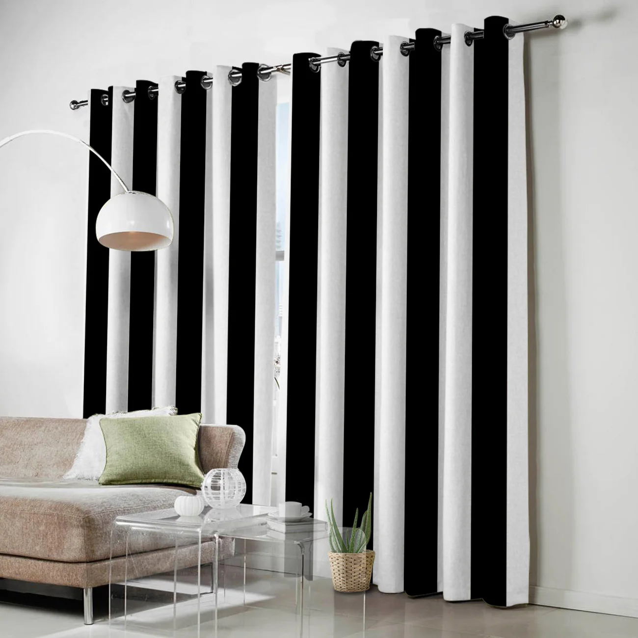 Simple Black And White Stripes Curtains Decor Swag Kids Room Curtain Panels With Grommets Window Treatment Valances Window