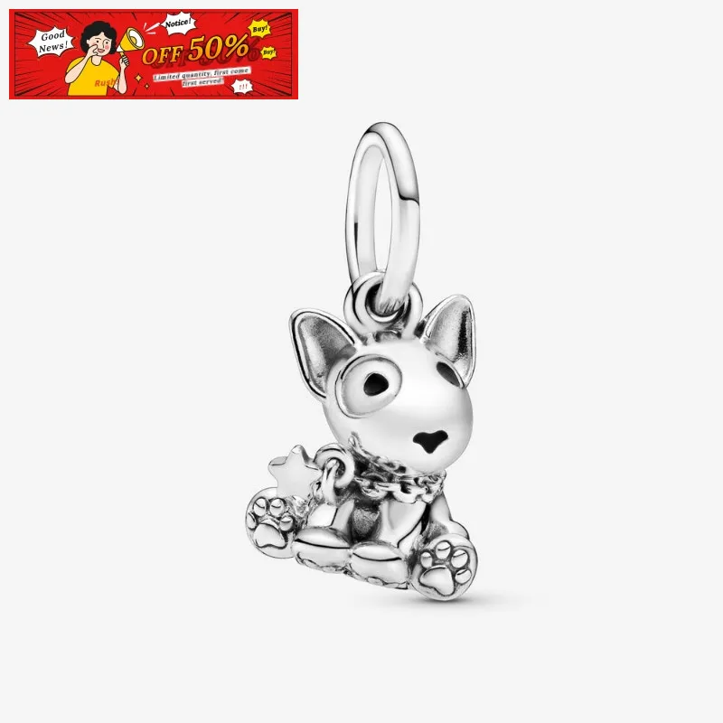 ขาย! 925เงินสเตอร์ลิงลูกปัดสีเงินเดิม Pandorador สร้อยข้อมือ Bull Terrier Puppy Dog Dangle Charm ผู้หญิงแฟชั่น DIY เครื่องประดับ