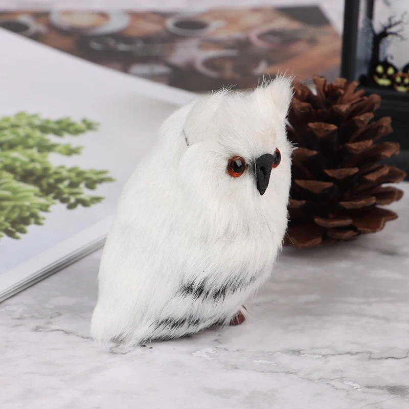 Owl White Black Furry Ornament Decor Adornment Simulation Gifts