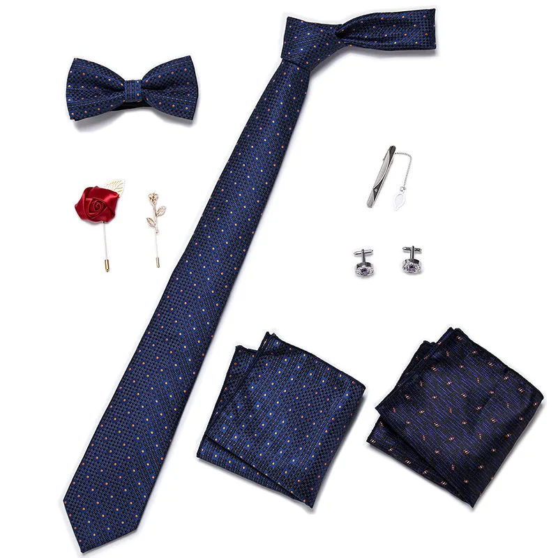 Herren-Krawatten-Set, luxuriöse Geschenkbox, Seidenkrawatte, Krawatten-Set, 8-teilig, innenverpackt, festliches Geschenk, Krawatte, Einstecktücher, Urlaubsgeschenk für Männer – Detail 10