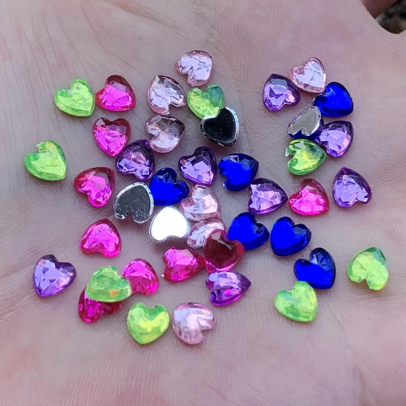 100pcs 6mm heart acrylic rhinestone for DIY jewelry making accessories nail art decorations pink ab rhinestones nail supplies