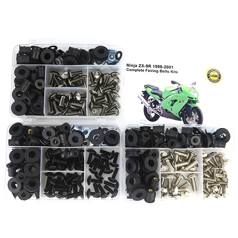 Fit Fit For Kawasaki Ninja ZX-9R 1998-2001 Motorcycle Completed Full Fairing Bolts Kit Clips Washer Fastener Steel ZX9R