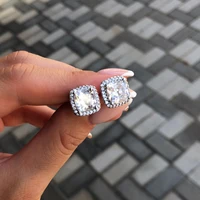 CAOSHI Luxury Women's Stud Earrings for Party Dazzling Pink/White/Yellow Zirconia Accessories Exquisite Design Jewelry Chic Gift - Image 3
