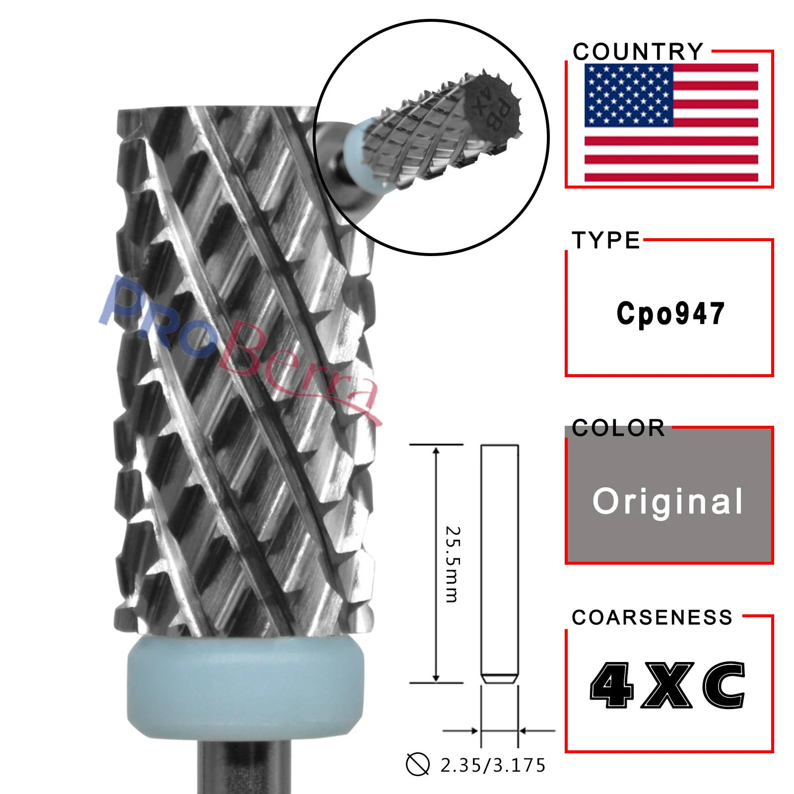 RolinStar 6.6 Großer Schaft Silber Stahl Karbid Hochwertig Gel-Nagellack-Entferner 4XC Acryl