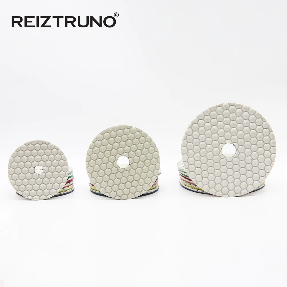 3 pezzi REIZTRUNO 3 "/4"/5 "tamponi per lucidatura a diamante bianco a secco per lucidare dischi abrasivi a secco in granito chiaro e pietra di marmo