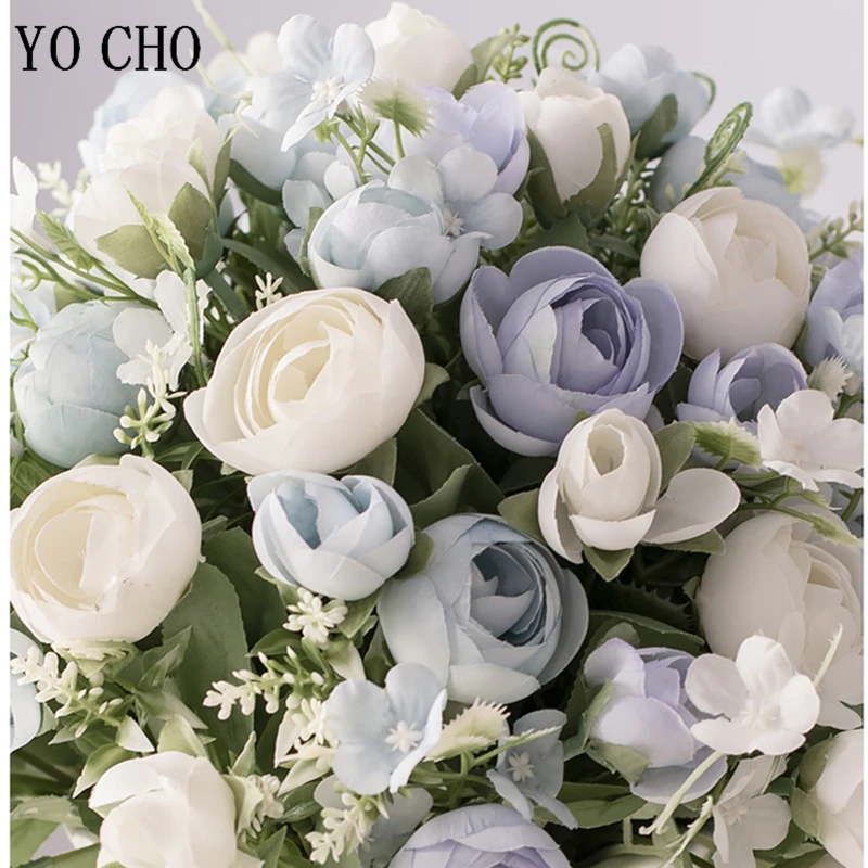 YO CHO – Mini Bouquet de roses artificielles, 10 têtes, en soie, pour demoiselle d'honneur, fournitures pour planificateur de mariage