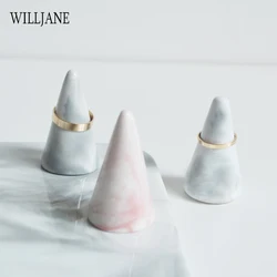 Ceramic Finger Cone Ring Holder Marble Decor Women Rings Display Stand Rack Couple Ring Presentation Organizer Storage Crafts