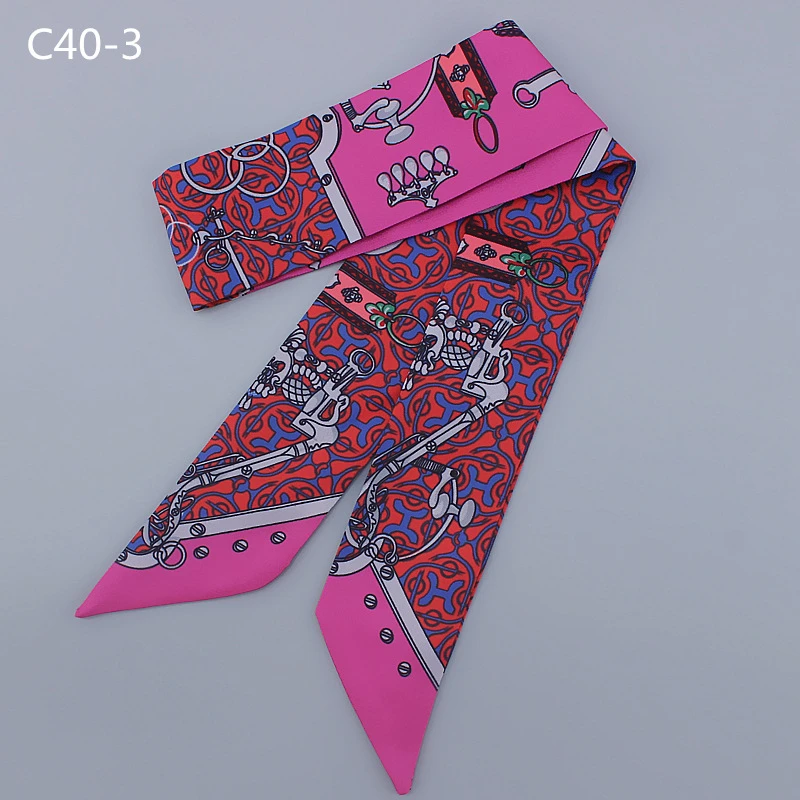 Clássico saco cachecol moda sarja cetim impressão cachecol senhoras marca de luxo amarrado bolsa fita senhoras headscarf bandana mq17