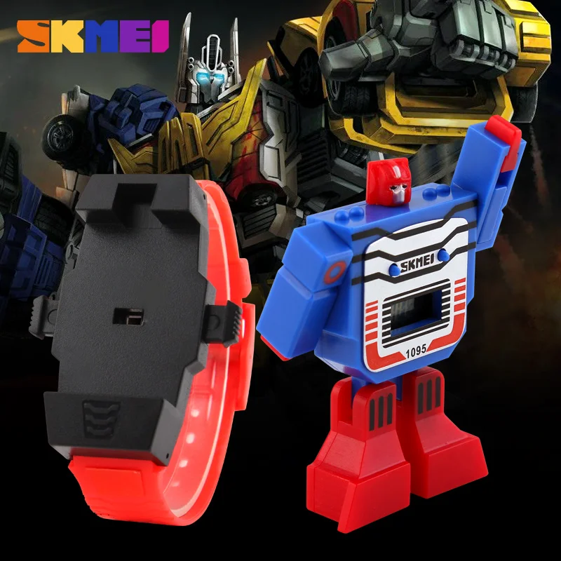 SKMEI Children Watches Creative Robot Transformation Shape Digital Watch For Boys Toy Cartoon Wristwatch 1095