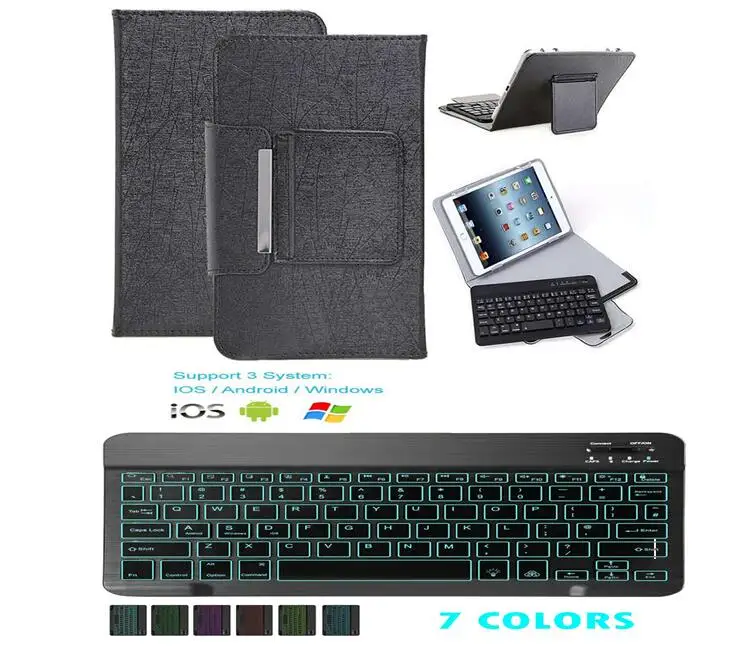 7Colors Backlit Bluetooth Keyboard Case for Samsung Galaxy Tab A A6 10.1 T510 T515 T580 T585 Tablet Keyboard Cover + Pen