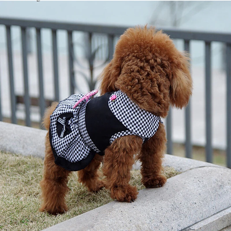 Puppy Summer Cotton Clothing Small Dog Cat Dress Fashion Pet Dress Dog Dress Up Black Summer Clothing XS-XL